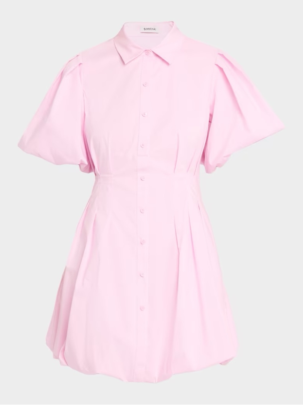 Simkhai Cleo Balloom Pintucked Mini Dress Tulip